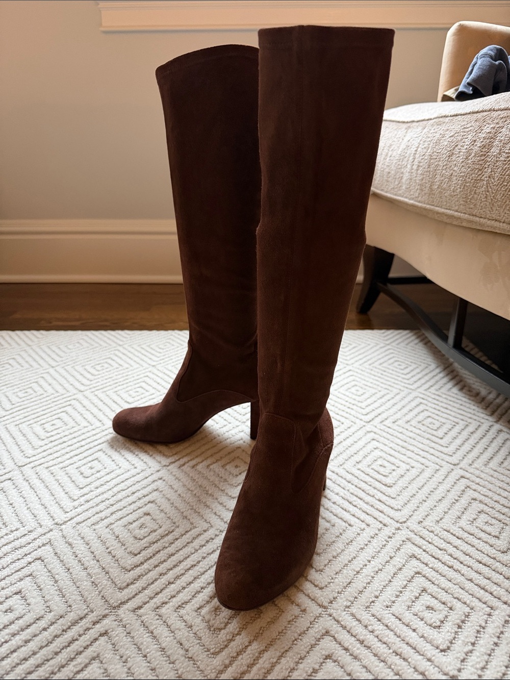 Valentino Garavani Chocolate Brown Suede Knee High Boots